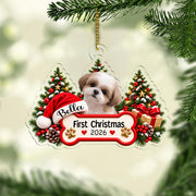 Custom Pet Photo My First Christmas 2026 Acrylic Ornament