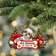 Custom Pet Photo My First Christmas 2026 Acrylic Ornament