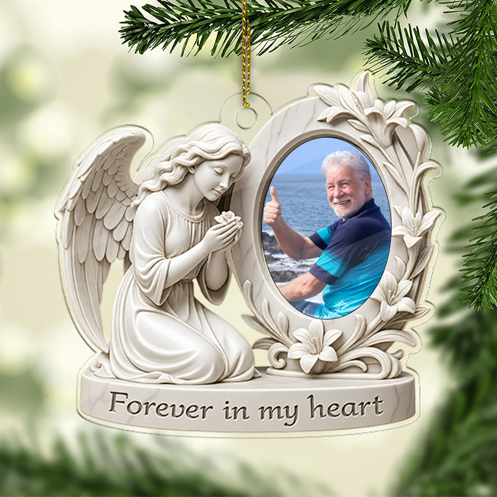 Custom Photo Forever In My Heart Memorial Acrylic Ornament