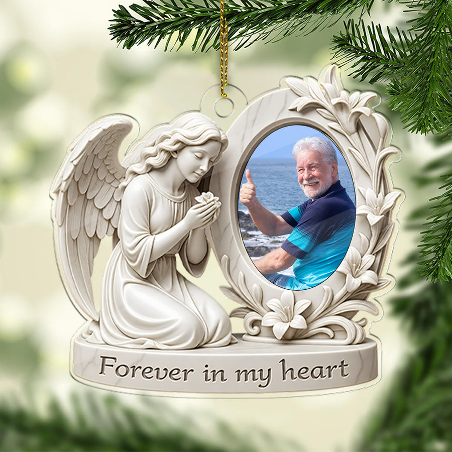 Custom Photo Forever In My Heart Memorial Acrylic Ornament