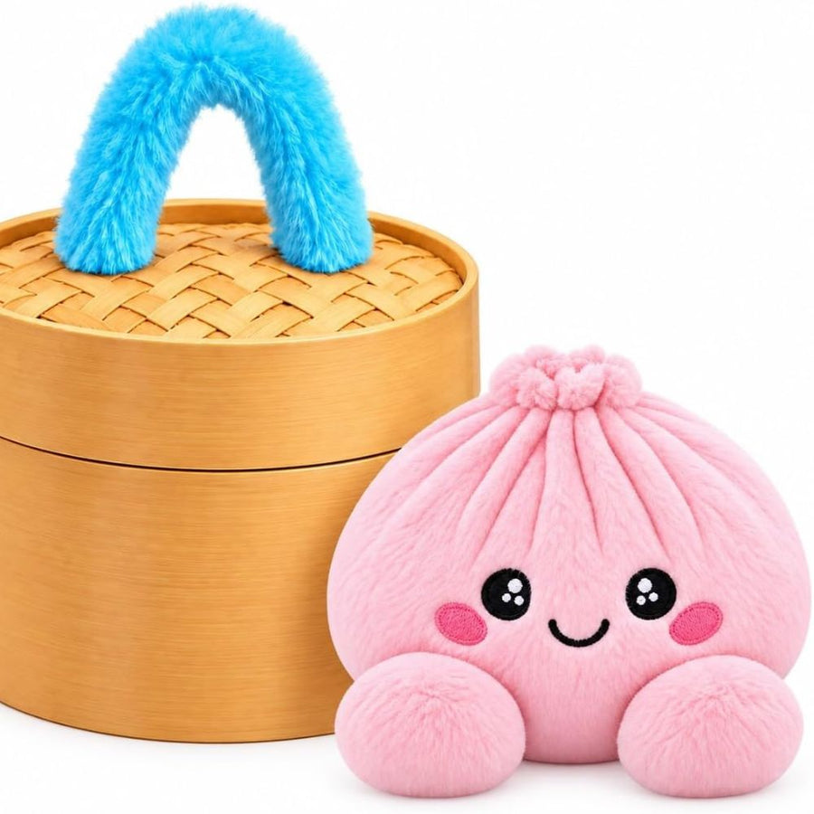 Cute Plush Dumpling Soft Rainbow Squishies with Steamer for Adults Gift