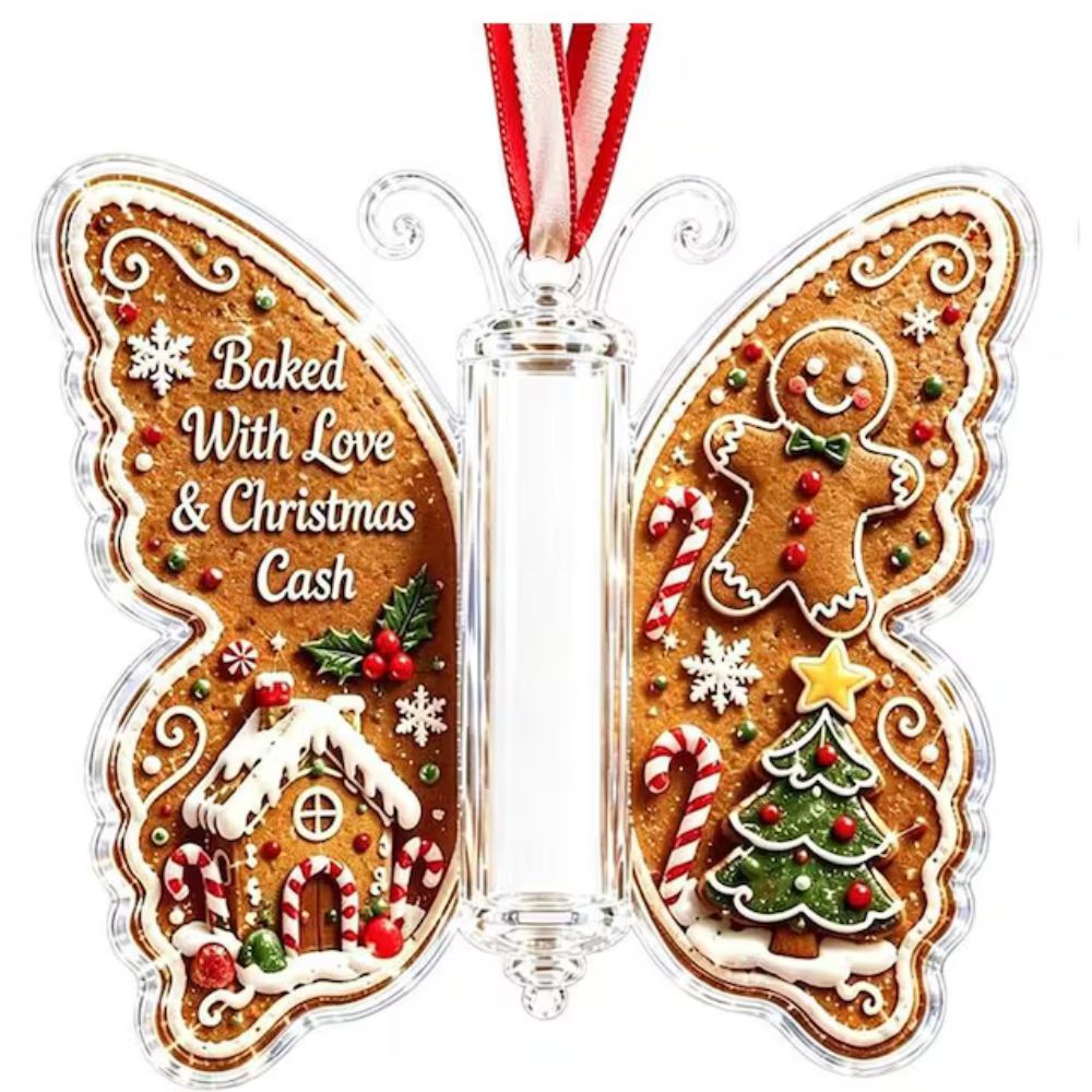Butterfly Christmas Cash Holder Ornament, Acrylic Money Gift Holder, Christmas Gift For Kid