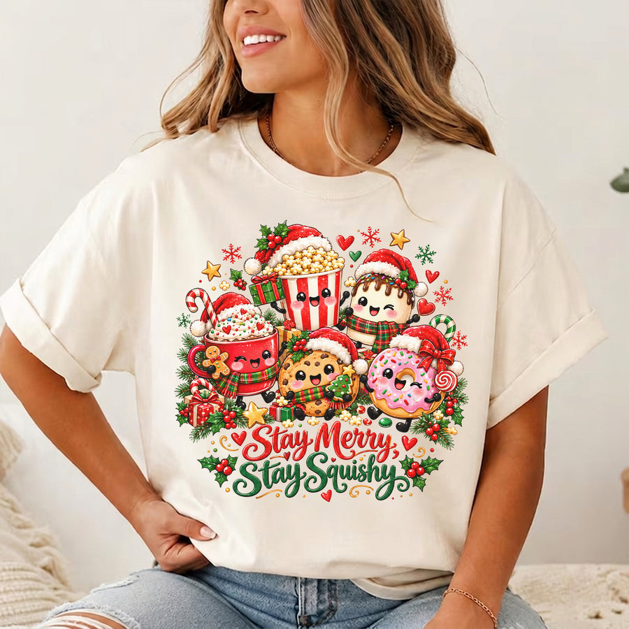Stay Merry Stay Squishy Christmas Shirt, Squishy Lover Tee, Cute Squishy T-Shirt, Christmas Gift