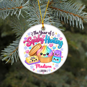 Personalized Squishy Christmas Ornament 2026, Kids Name Dumpling Ornament, Year of Squishy Hunting Keepsake