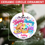 Personalized Squishy Christmas Ornament 2026, Kids Name Dumpling Ornament, Year of Squishy Hunting Keepsake