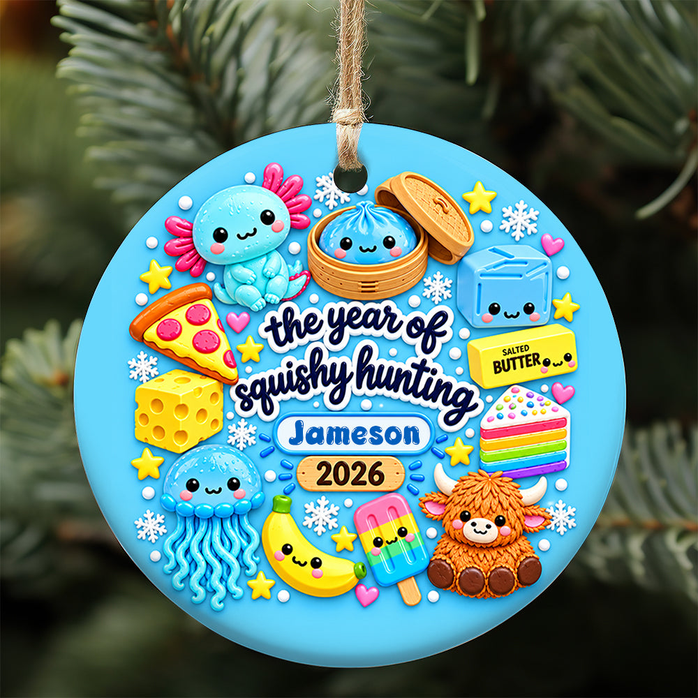 Personalized Squishy Hunting Christmas Ornament 2026, Kawaii Squishies Decor, Kids Christmas, Cute Squishy Ornament,Viral Toy Collector Gift