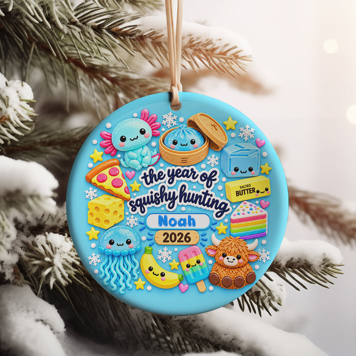 Personalized Squishy Hunting Christmas Ornament 2026, Kawaii Squishies Decor, Kids Christmas, Cute Squishy Ornament,Viral Toy Collector Gift