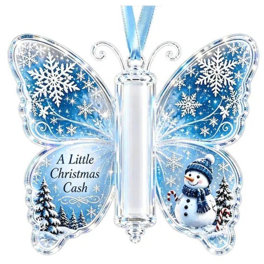 Butterfly Christmas Cash Holder Ornament, Acrylic Money Gift Holder, Christmas Gift For Kid