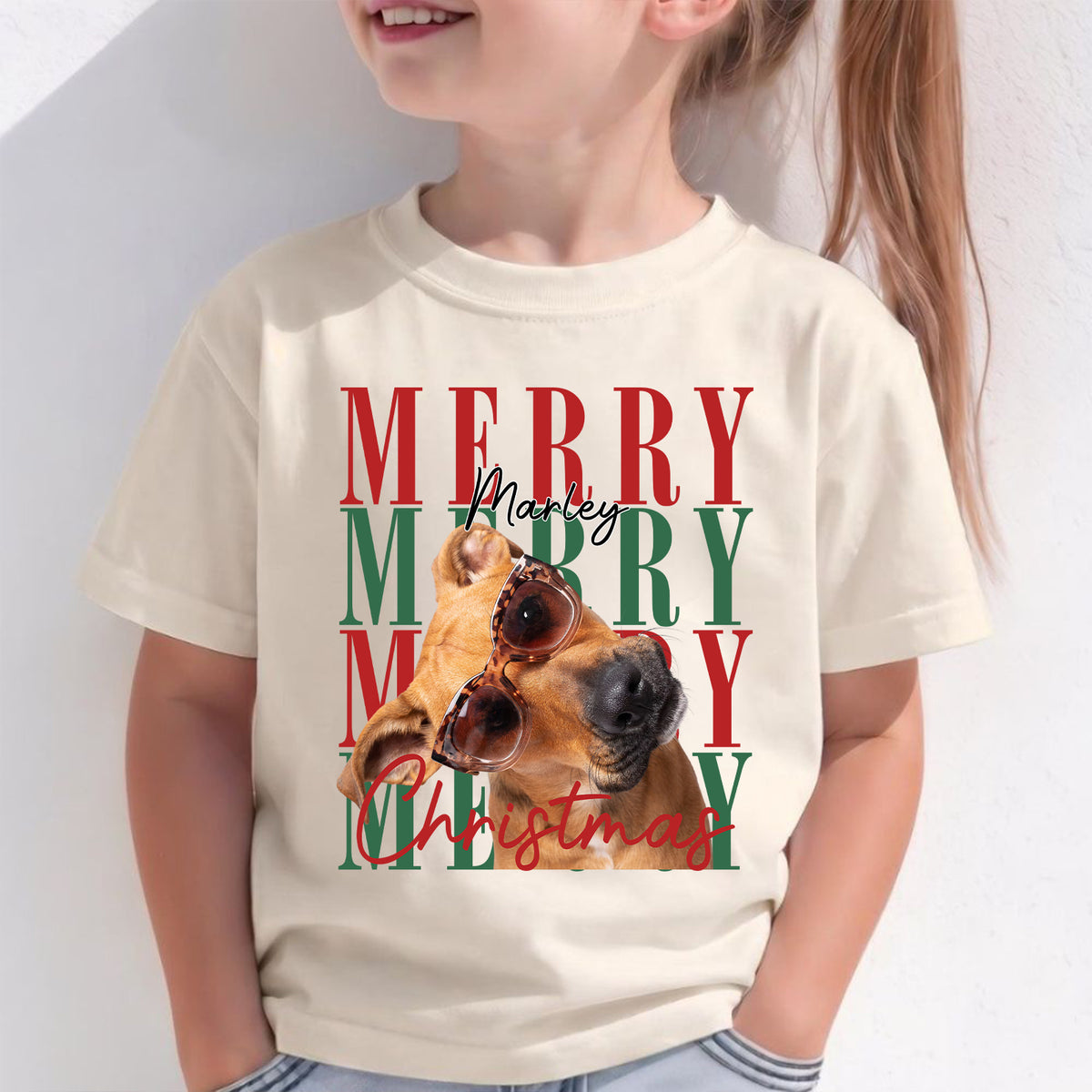 Custom Pet Christmas Shirt, Personalized Dog Face Portrait Tee, Dog Lover Gift, Custom Photo Pet Shirt