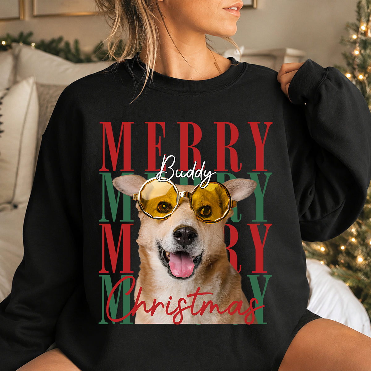 Custom Pet Christmas Shirt, Personalized Dog Face Portrait Tee, Dog Lover Gift, Custom Photo Pet Shirt