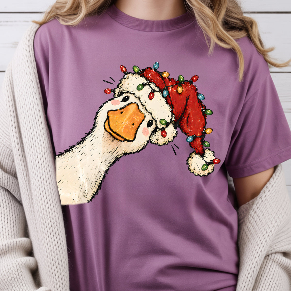 Funny Goose Christmas Shirt, Goose Comfort Shirt, Preppy Christmas Jolly Goose T-Shirt, Santa Goose Shirt