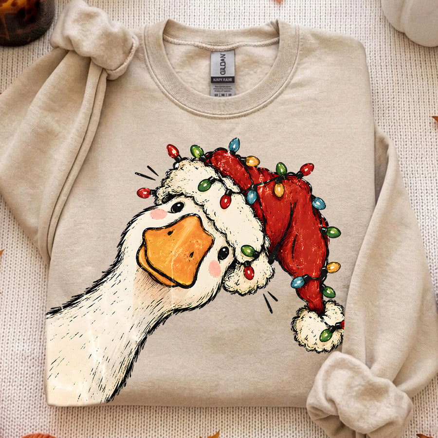 Funny Goose Christmas Shirt, Preppy Christmas Jolly Goose T-Shirt, Santa Goose Shirt