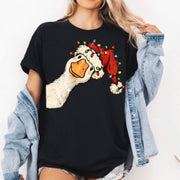 Funny Goose Christmas Shirt, Preppy Christmas Jolly Goose T-Shirt, Santa Goose Shirt