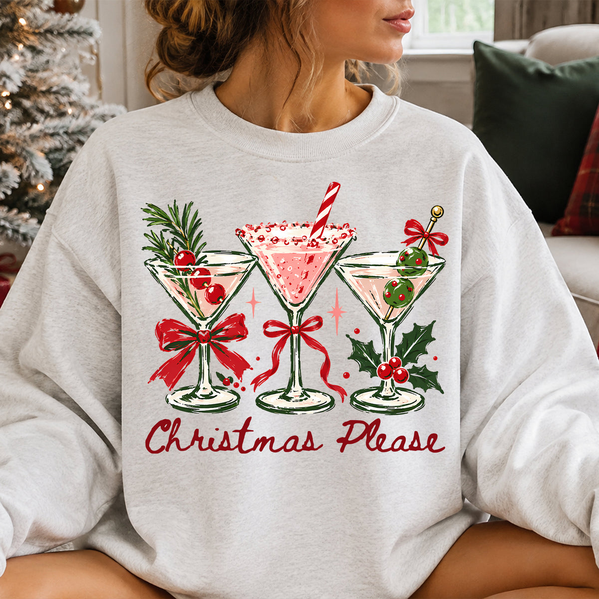 Christmas Please Shirt, Christmas Cocktail Sweater, Martini Coquette Holiday Shirt, Christmas Gift