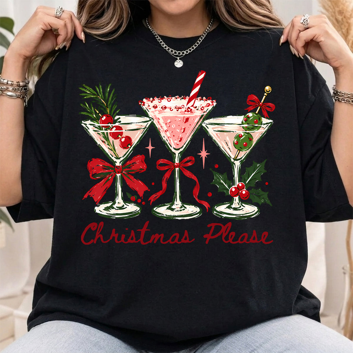 Christmas Please Shirt, Christmas Cocktail Sweater, Martini Coquette Holiday Shirt, Christmas Gift