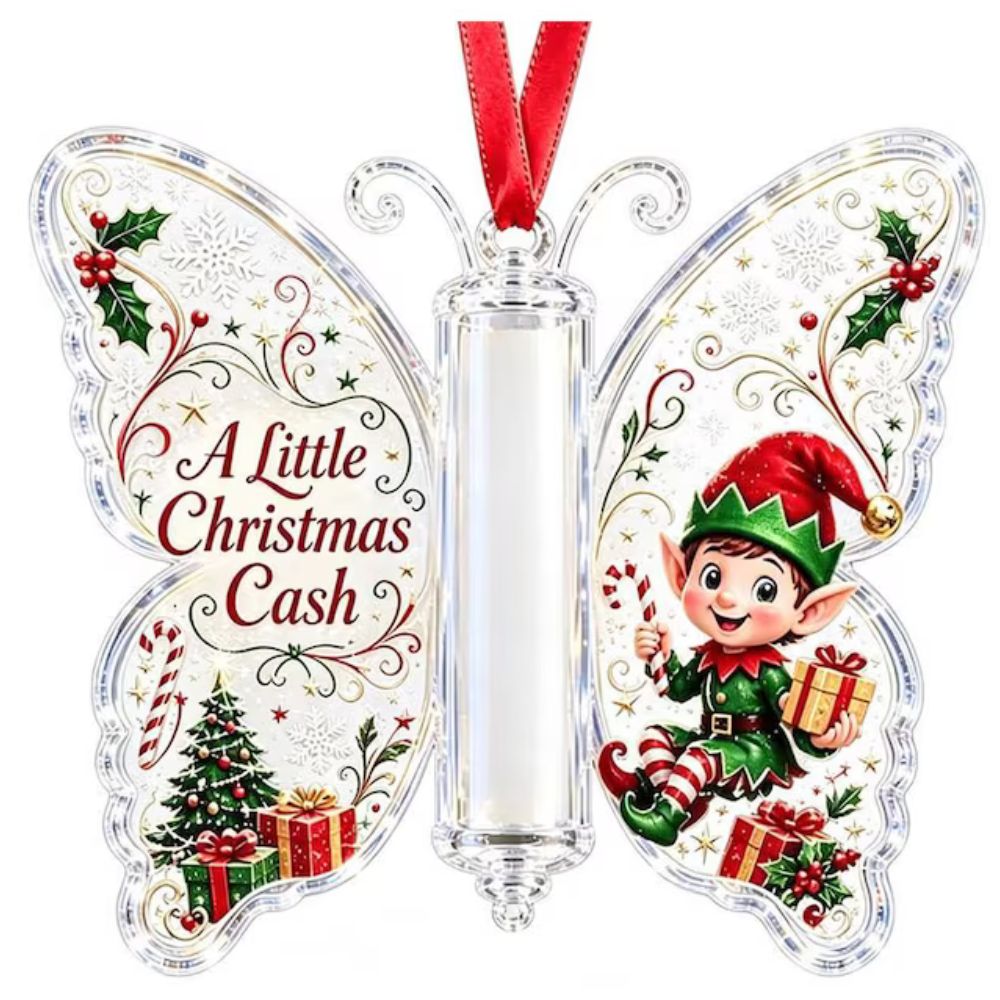 Butterfly Christmas Cash Holder Ornament, Acrylic Money Gift Holder, Christmas Gift For Kid