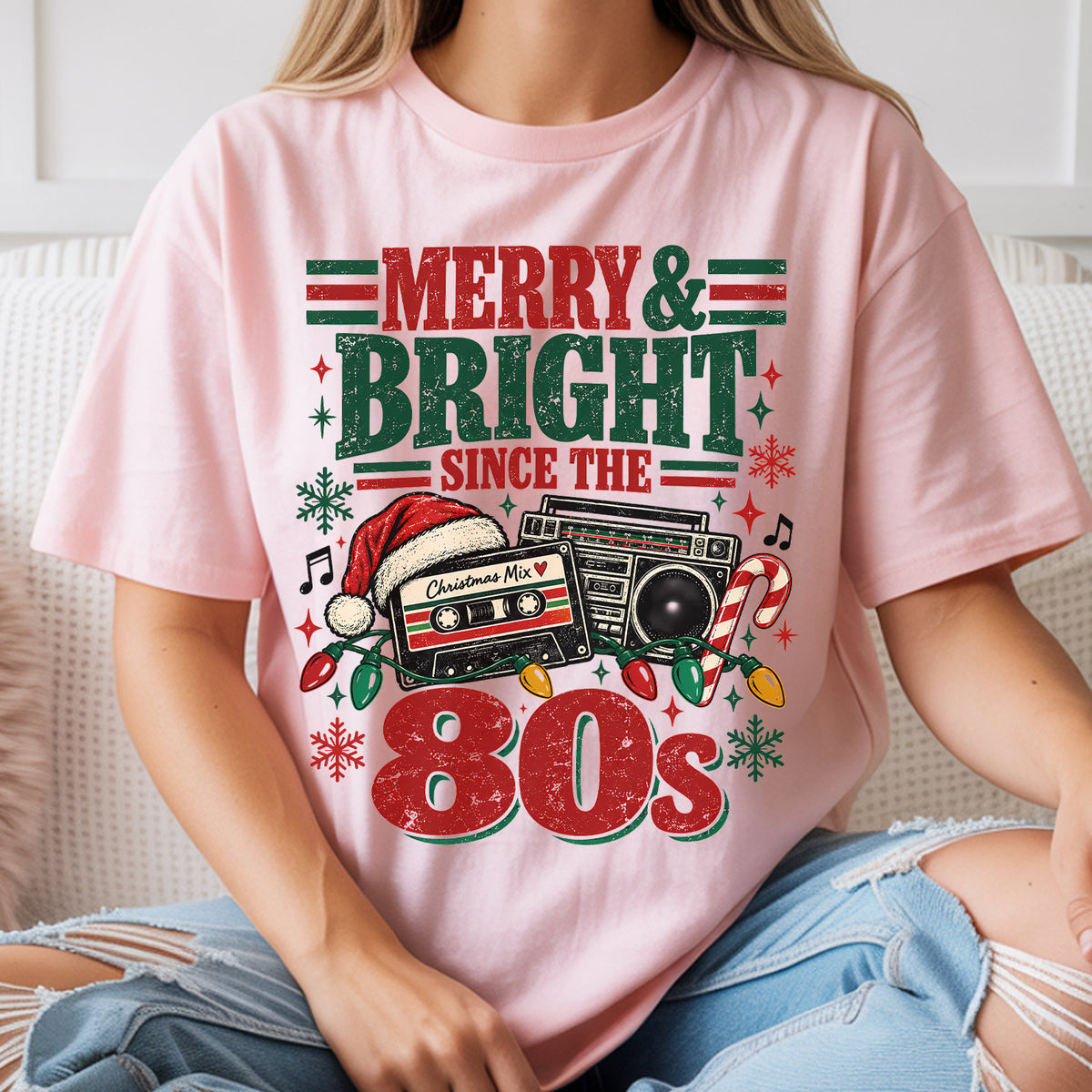 Merry & Bright Since 80s Christmas Shirt, Christmas Sweater, Retro Christmas Shirt