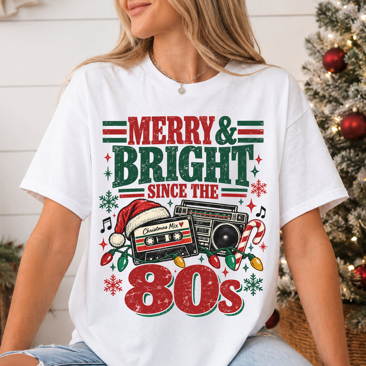 Merry & Bright Since 80s Christmas Shirt, Christmas Sweater, Retro Christmas Shirt