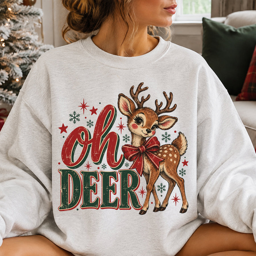 Vintage Oh Deer Christmas Shirt, Christmas Sweater, Retro Christmas Shirt