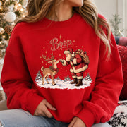 Vintage Santa Reindeer Boop Christmas Shirt, Christmas Sweater, Cute Christmas Sweater