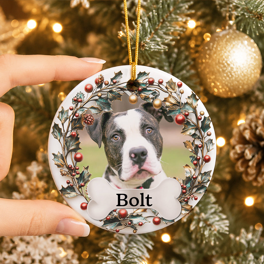 Personalized Dog Photo Ornament 2026, Custom Photo Ceramic Ornament, Gift For Dog Lovers