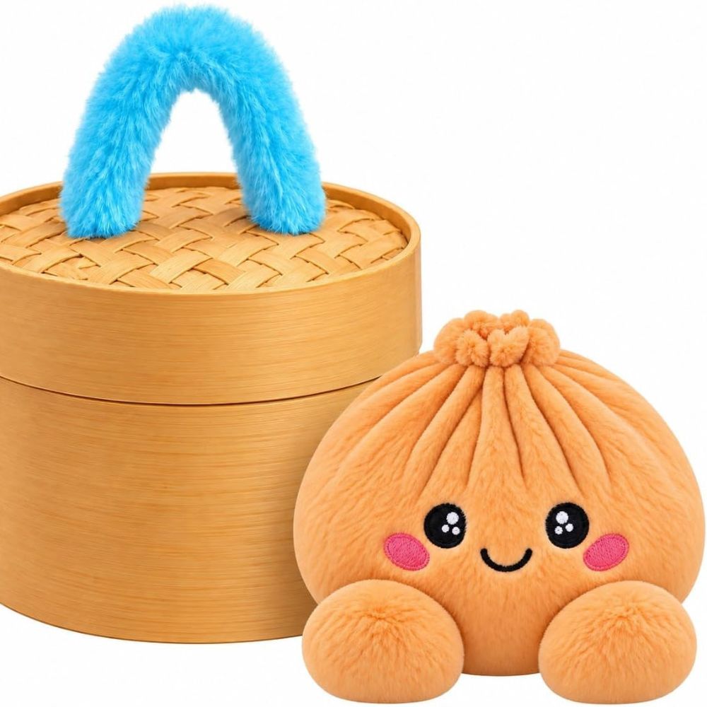 Cute Plush Dumpling Soft Rainbow Squishies with Steamer for Adults Gift