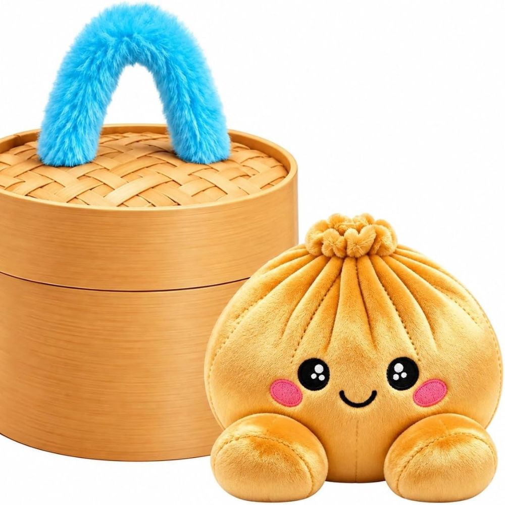Cute Plush Dumpling Soft Rainbow Squishies with Steamer for Adults Gift