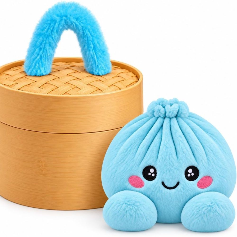 Cute Plush Dumpling Soft Rainbow Squishies with Steamer for Adults Gift