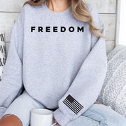 Freedom Right Sleeve Imprint Sweatshirt, American Flag, Patriotic Apparel