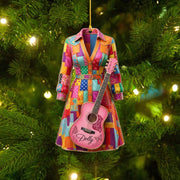 Dolly Coat of Many Colors Acrylic Ornament, Dolly Pink Guitar Ornament, Christmas Gift For Country Music Fan