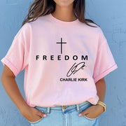 Freedom Charlie Kirk Signature T-Shirt, Charlie Kirk Memorial Shirt, Charlie Kirk Remembrance Shirt