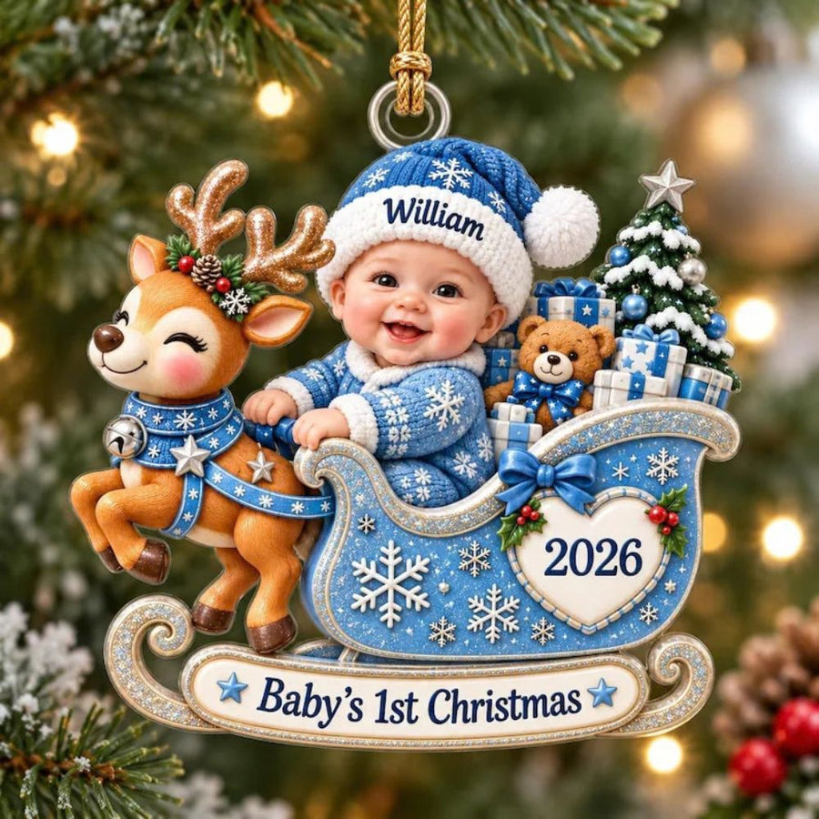 Personalized Baby’s First Christmas Ornament 2026, Custom Name Acrylic Keepsake, Newborn Baby Girl Boy Gift