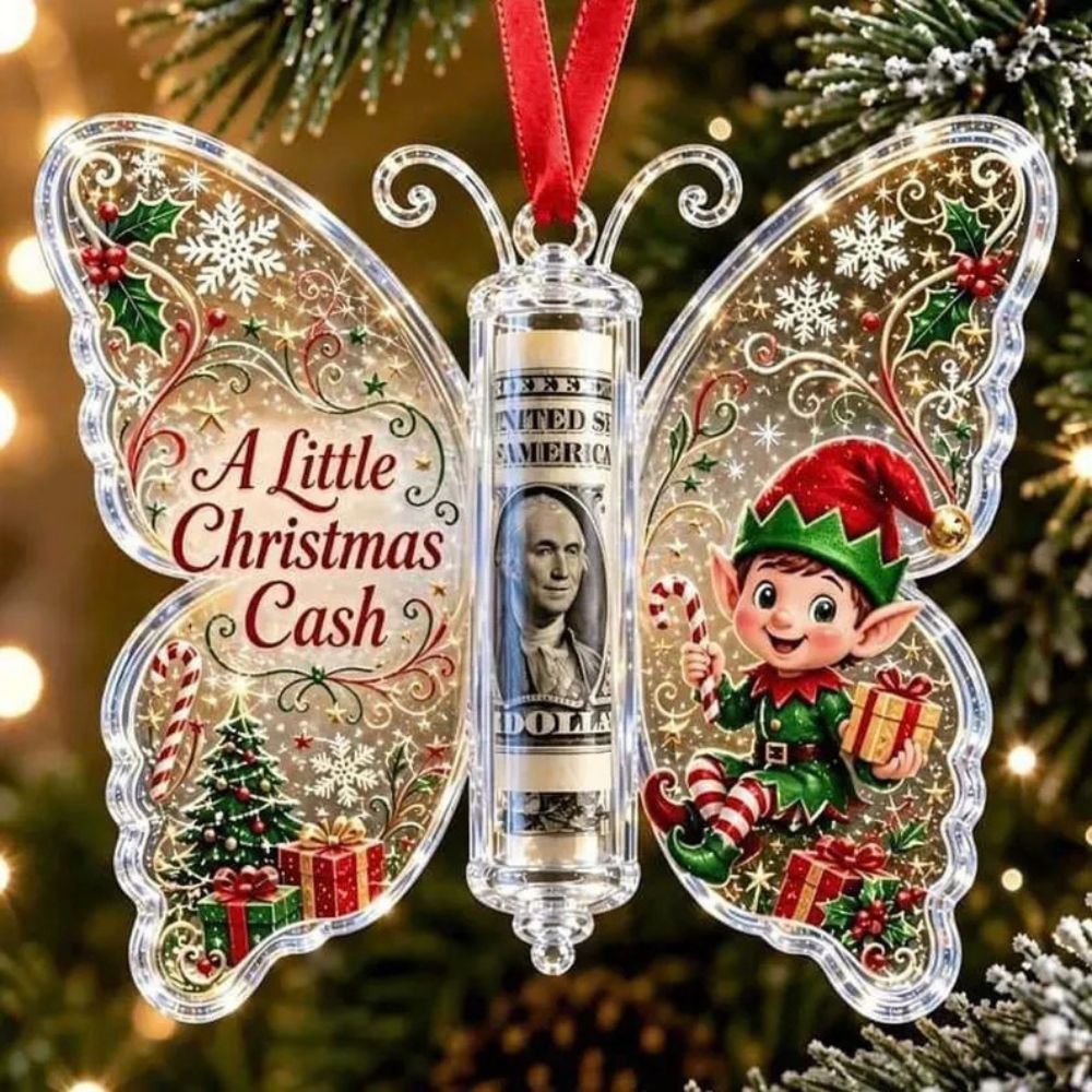 Butterfly Christmas Cash Holder Ornament, Acrylic Money Gift Holder, Christmas Gift For Kid