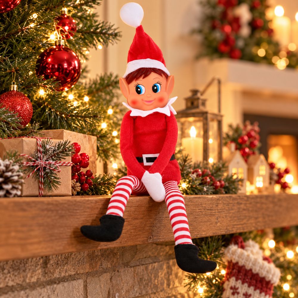 Christmas Elf Behaving Badly Plush Doll – 12-Inch Naughty Elfette Christmas Toy