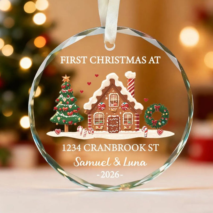 Custom New Home Ornament, Personalized Glass Ornament, First Christmas Gift, Housewarming gift