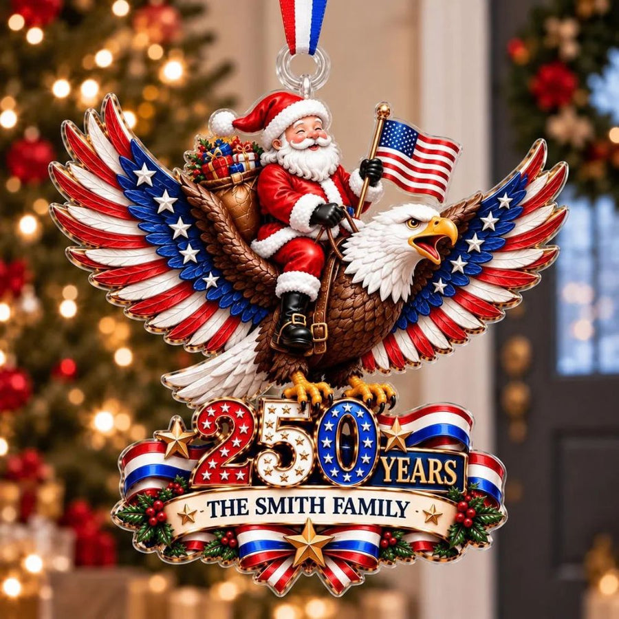 Personalized 250th America Christmas Ornament | Patriotic Family Ornament | USA Eagle Ornament