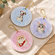 Custom Pet Photo Ornament, Personalized Watercolor Dog Cat Ornament, Pet Loss Memorial Gift, Sympathy Gift