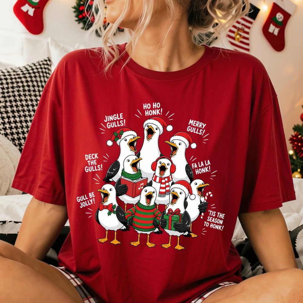 Funny Christmas Comfort Shirt, Christmas Seagull Shirt, Holiday Season T-shirt, Christmas Gift