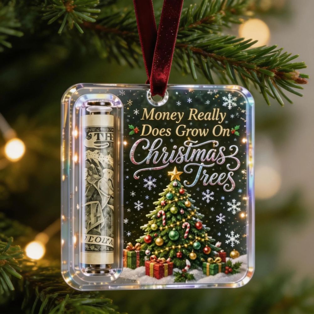 Funny Christmas Cash Gift Ornament, Acrylic Money Holder, Christmas Ornament For Family