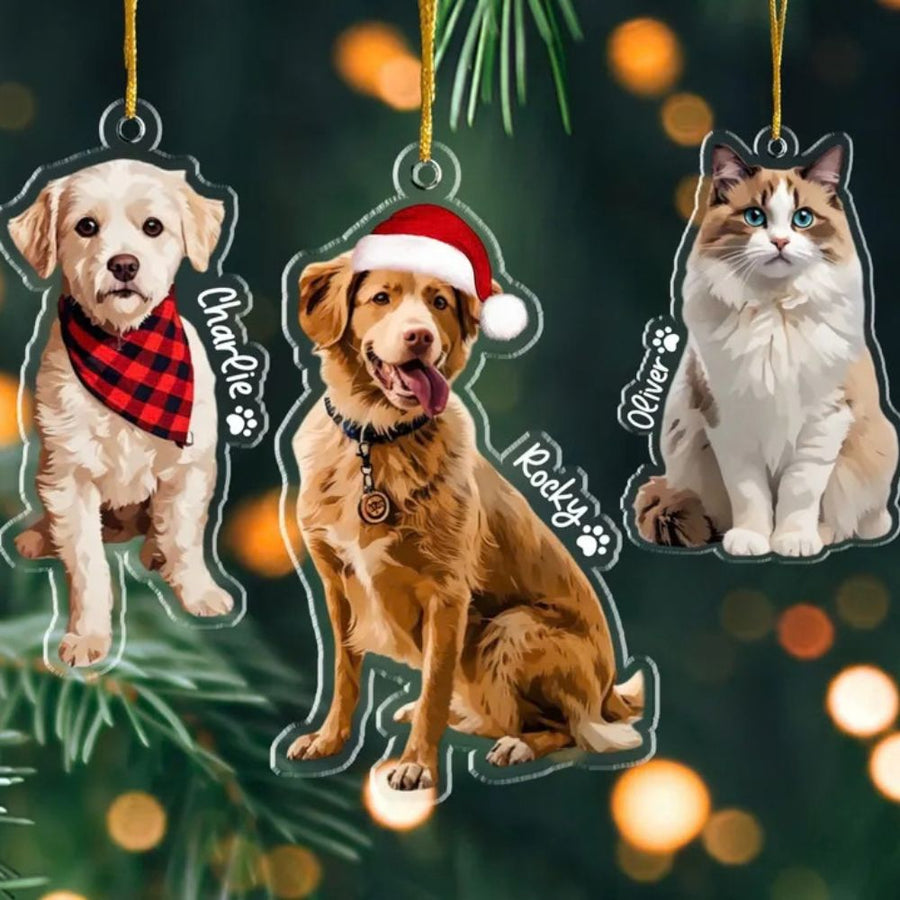 Personalized Pet Picture Ornament, Custom Dog Photo Ornament, Dog Memorial Gift