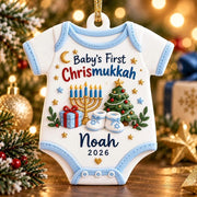 Baby’s First Chrismukkah Ornament, Personalized Acrylic Ornament, Hanukkah Baby Gift