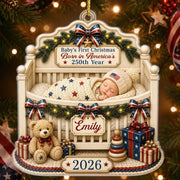Personalized First Christmas Ornament, 250th America Anniversary Gift for New Mom Dad Parents