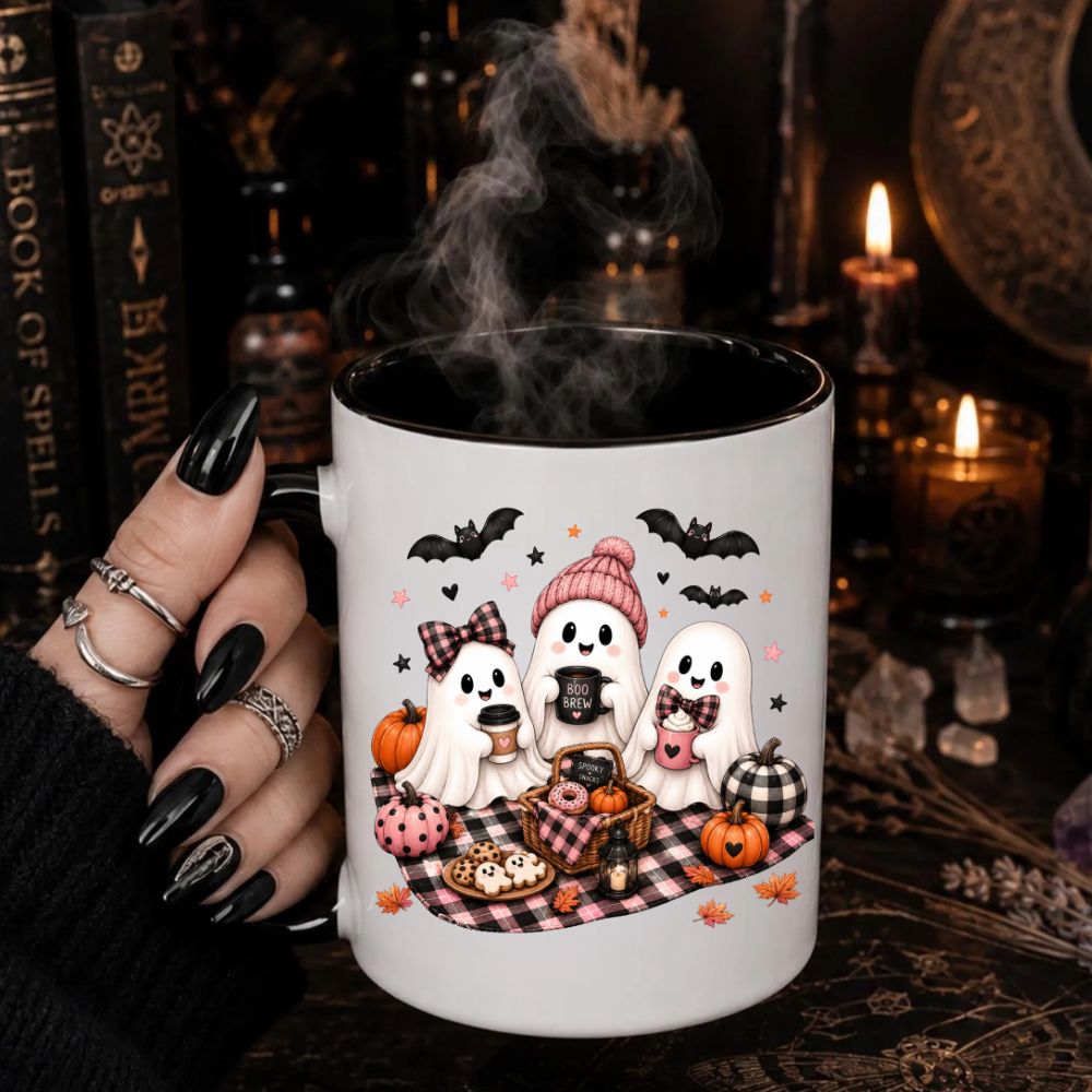 Boo Crew Party Mug, Halloween Ceramic Mug, Spooky Season Coffee Cup, Gift For Bestie