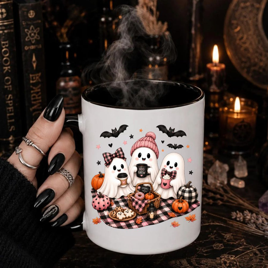 Boo Crew Party Mug, Halloween Ceramic Mug, Spooky Season Coffee Cup, Gift For Bestie