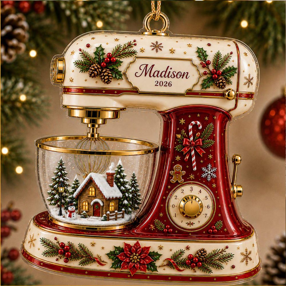 Custom Baking Mixer Christmas Ornament, Personalized Acrylic Ornament, Baking Gift For Bakers