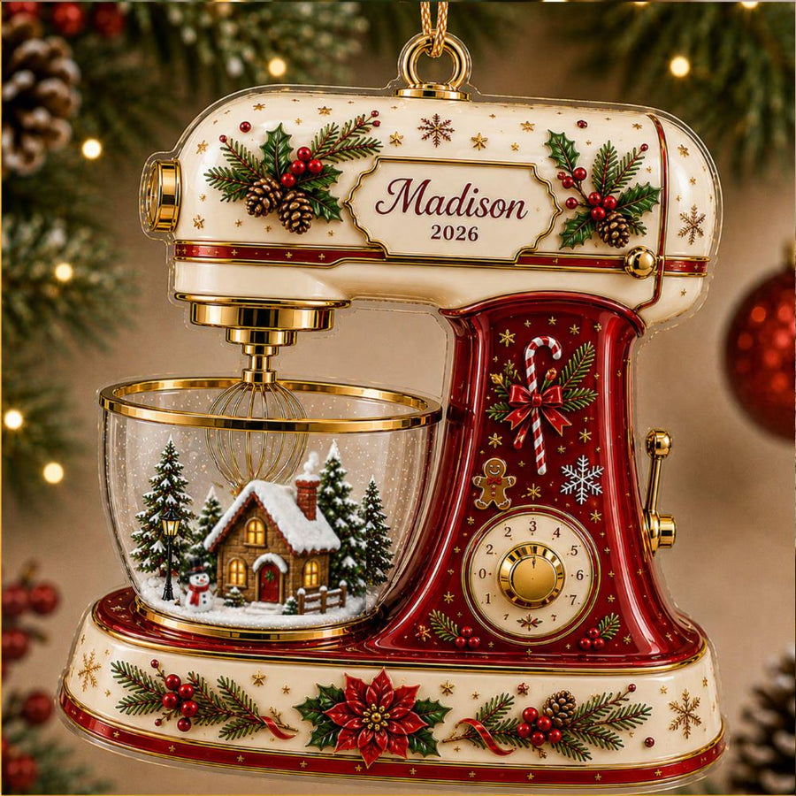Custom Baking Mixer Christmas Ornament, Personalized Acrylic Ornament, Baking Gift For Bakers