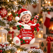 Personalized Baby First Christmas Ornament, Custom Photo Acrylic Ornament, New Born Gift
