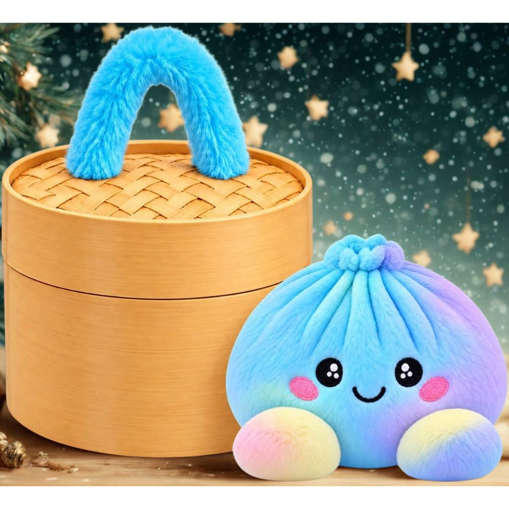 Cute Plush Dumpling Soft Rainbow Squishies with Steamer for Adults Gift