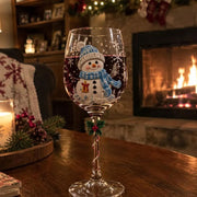 Christmas Wine Glasses Set of 6, Painted Holiday Wine Glass, Santa Snowman Wreath Glasses, Christmas Gift Box, Festive Glassware