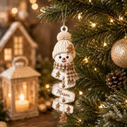 Christmas Snowman Spiral Ornament, Personalized Acrylic Ornament, Custom Name Snowman Ornament